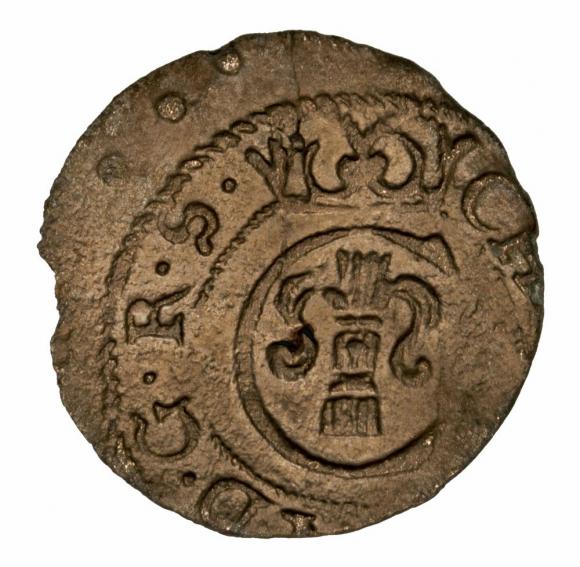 Szeląg 1652 Krystyna Waza Liwonia