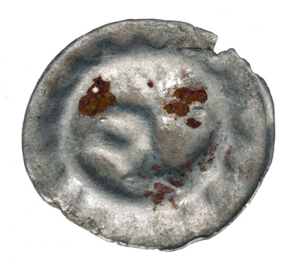 Brakteat hełm z pióropuszem i szarfą Fryderyk II Żelazny Niemcy Brandenburgia Frankfurt