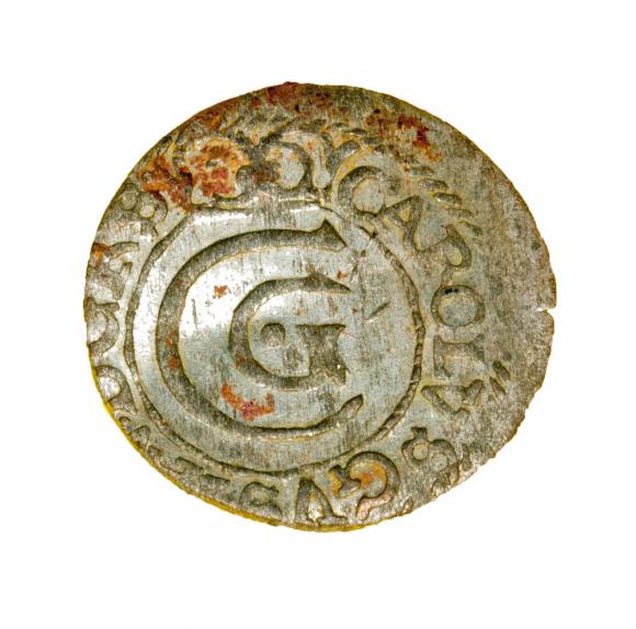 Szeląg 1654 Gustaw II Adolf Liwonia