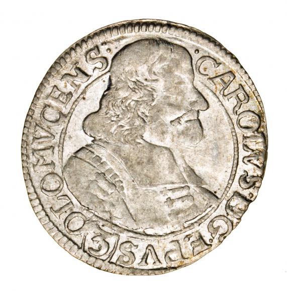 3 krajcary 1670 Karol II Lichtenstein Ołomuniec