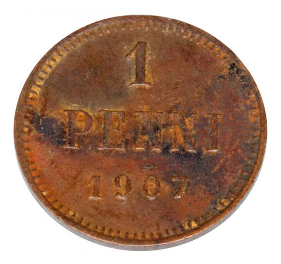 1 penni 1907 Mikołaj II Romanow Finlandia okupacja rosyjska Helsinki