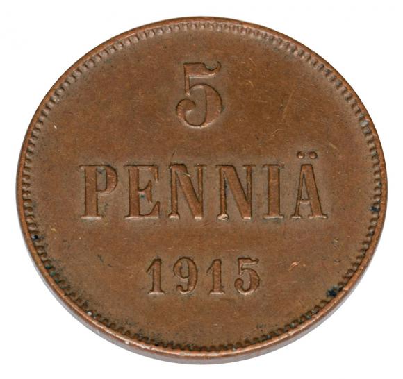 5 pennia 1915 Mikołaj II Romanow Finlandia okupacja rosyjska Helsinki