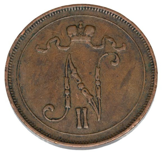 10 pennia 1907 Mikołaj II Romanow Finlandia okupacja rosyjska Helsinki