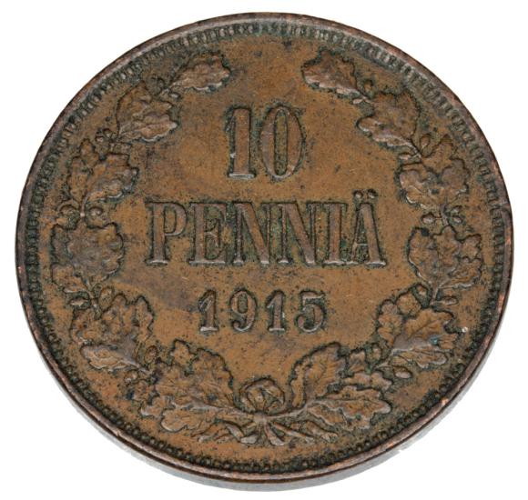 10 pennia 1915 Mikołaj II Romanow Finlandia okupacja rosyjska Helsinki