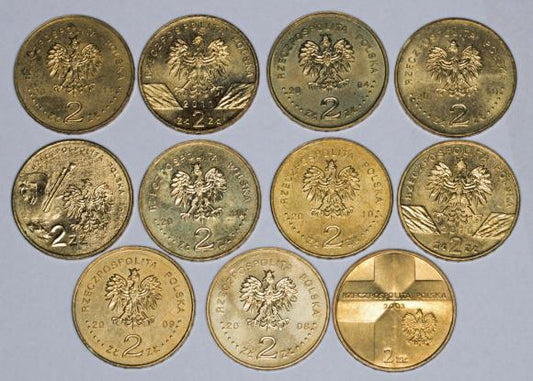 2 złote 2002-2011 zestaw 11 sztuk III RP