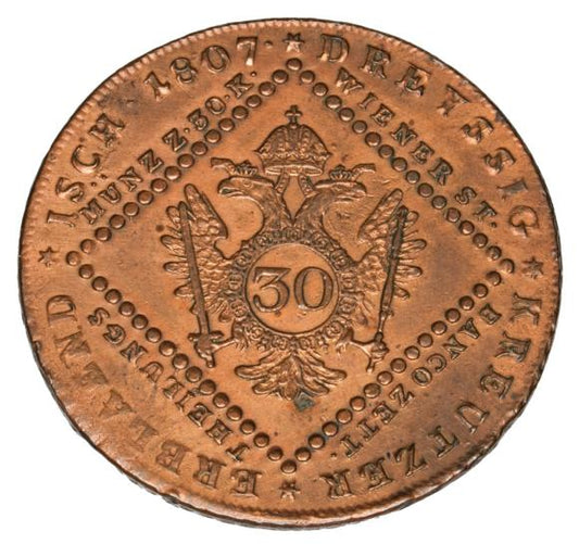 30 krajcarów 1807 Franciszek II Habsburg Austria Smolnik