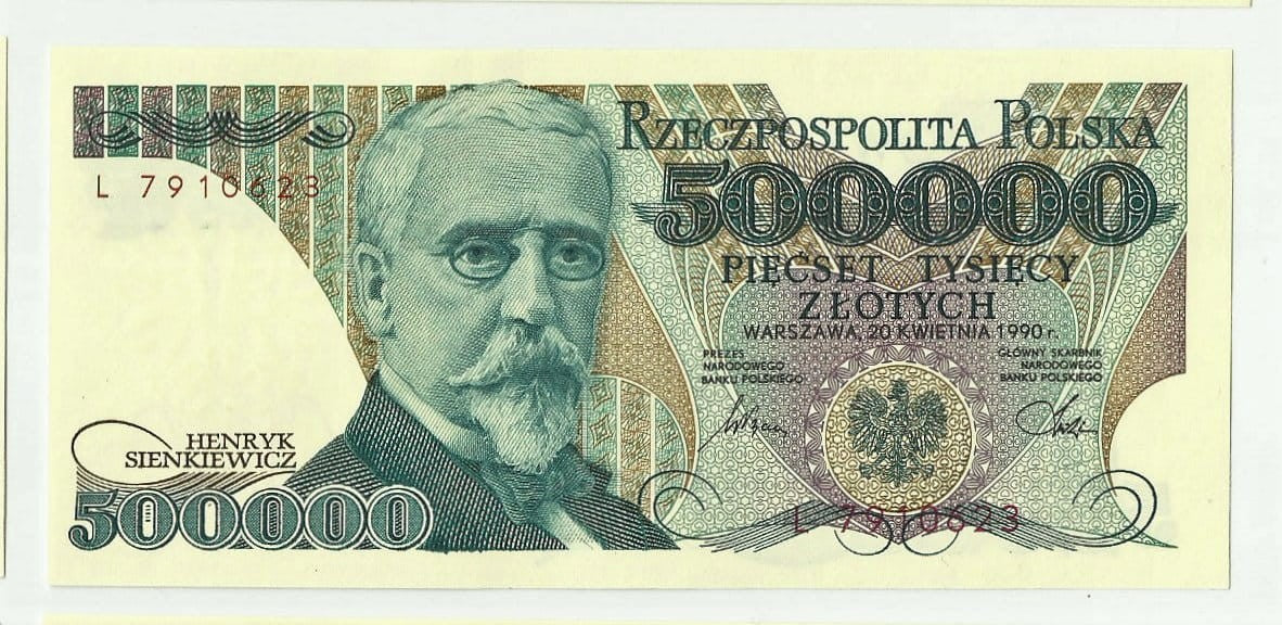 III RP 500000 zł Henryk Sienkiewicz 1990 P-156a L