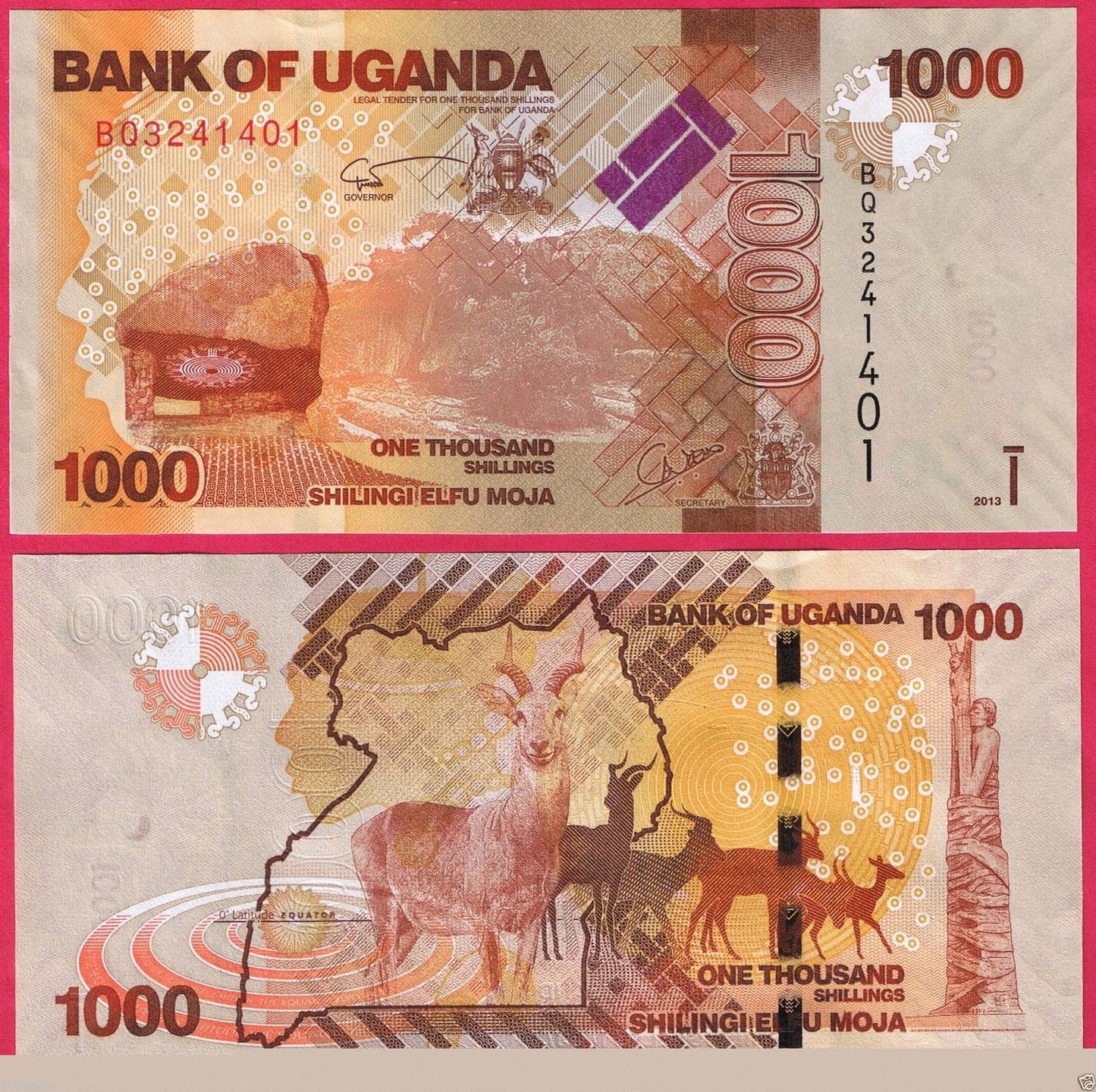 Uganda 1000 szylingów Antylopy 2013 P-49