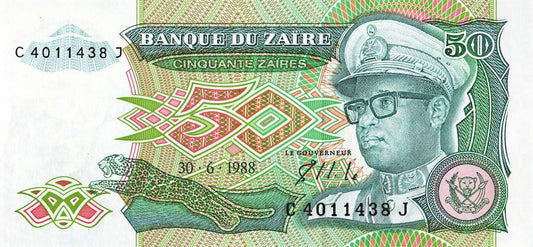 Zair 50 Zaires Ryba 1988 P-32