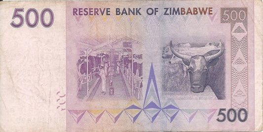 Zimbabwe 500 dolarów Krowy 2007 P-70