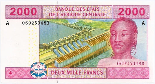 Gabon 2000 franków Koparka 2002 P-408A