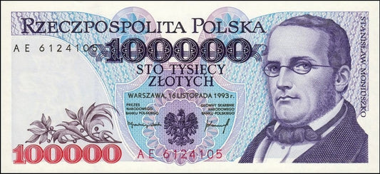 III RP 100000 zł Stanisław Moniuszko 1993 P-160a.2 AE
