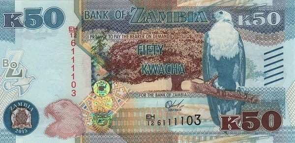 Zambia 50 kwacha Lampart 2015 P-53d