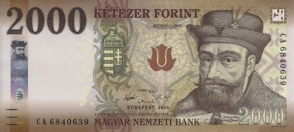 Węgry 2000 forintów Bethlen Gabor 2016 P-204a