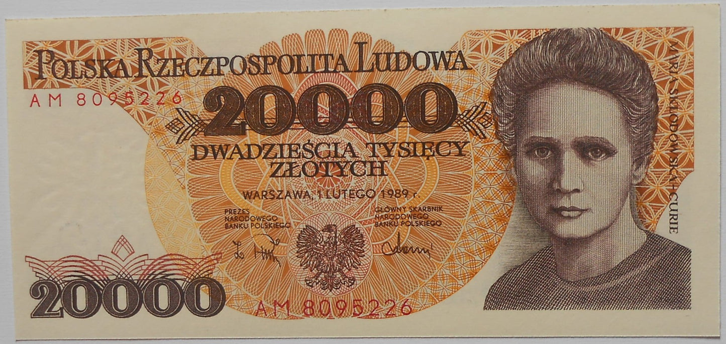 PRL 20000 zł Maria Skłodowska 1989 P-152a.2 Y
