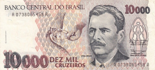 Brazylia 10 000 cruzeiros Wąż 1991 P-233a