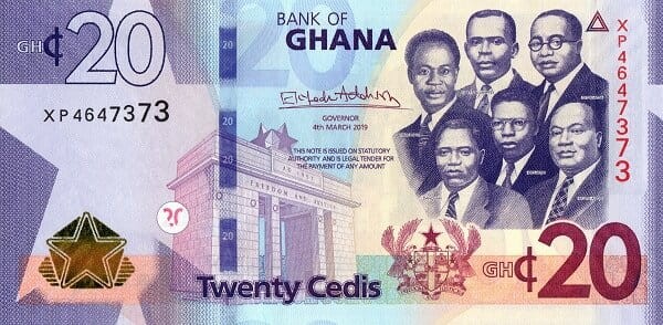 Ghana 20 cedis Pałac 2019 P-40i