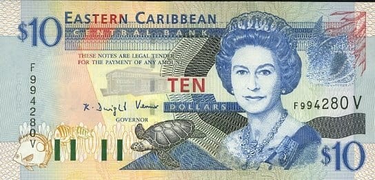 Karaiby Wsch. 10$ Żaglowiec Warspite 2003 P-43v