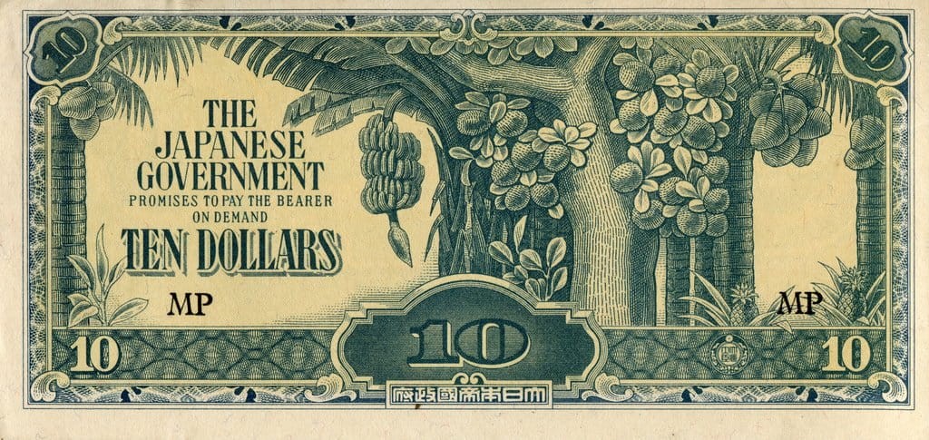 Malaje 10 dolar Banany 1942 P-M7c