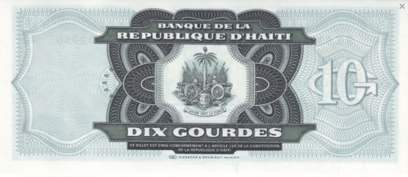 Haiti 10 gourdes Armaty 1999 P-256c
