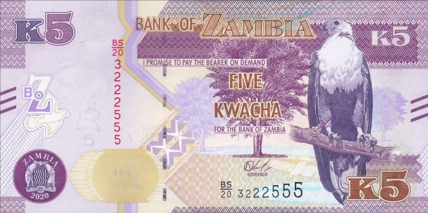 Zambia 5 kwacha Lew 2020 P-57c
