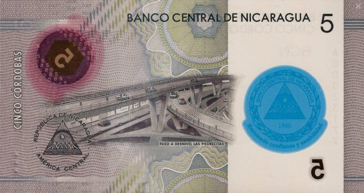 Nikaragua 5 kordobas 60 l. Banku 2020 P-219a