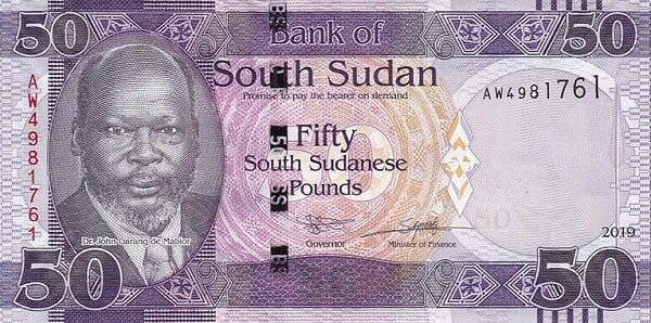 Sudan Południowy 50 funtów Słonie 2019 P-14d