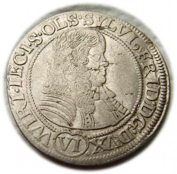 6 krajcarów 1674 Sylwiusz Fryderyk Witemberski Księstwo Oleśnickie Oleśnica