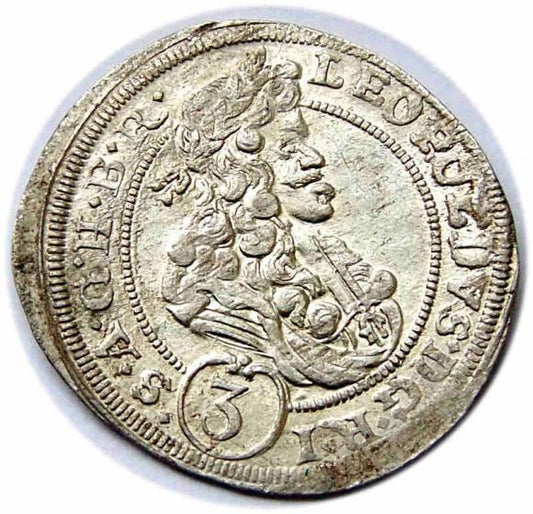 3 krajcary 1698 Leopold I Habsburg Wrocław
