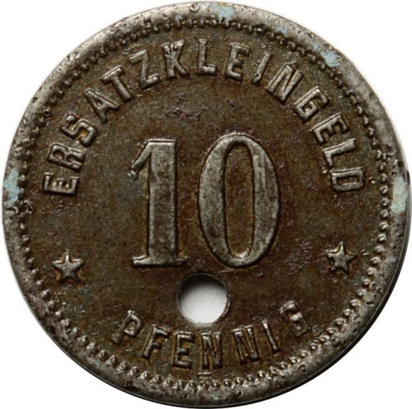 10 fenigów Główne Warsztaty Kolejowe Racibórz / Ratibor