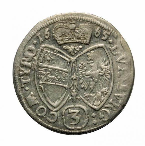 3 krajcary 1665 Zygmunt Franciszek Austria Tyrol Hall