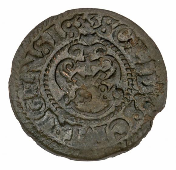 Szeląg 1633 Gustaw II Adolf Ryga