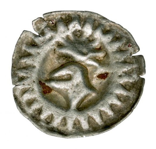 Brakteat hełm z pióropuszem z siedmioma piórami Fryderyk II Żelazny Niemcy Brandenburgia Frankfurt