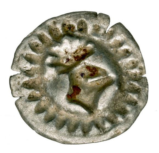 Brakteat hełm z pióropuszem z siedmioma piórami Fryderyk II Żelazny Niemcy Brandenburgia Frankfurt