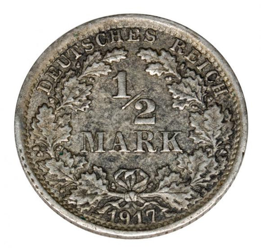 1/2 marki 1917 Wilhelm II Hohenzollern Prusy Stuttgart