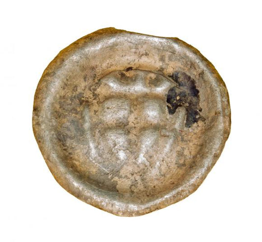 Brakteat 1307-1318 Zakon Krzyżacki Tarcza z krzyżem i kulami