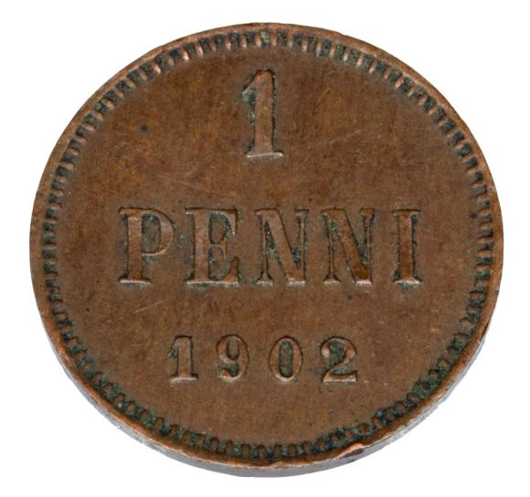 1 penni 1902 Mikołaj II Romanow Finlandia okupacja rosyjska Helsinki