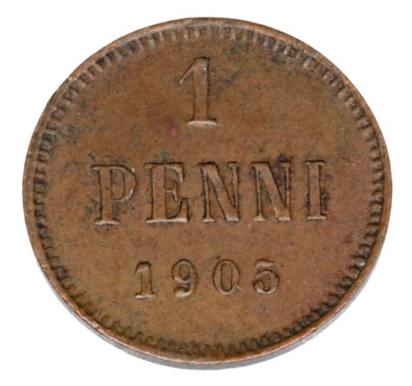 1 penni 1905 Mikołaj II Romanow Finlandia okupacja rosyjska Helsinki