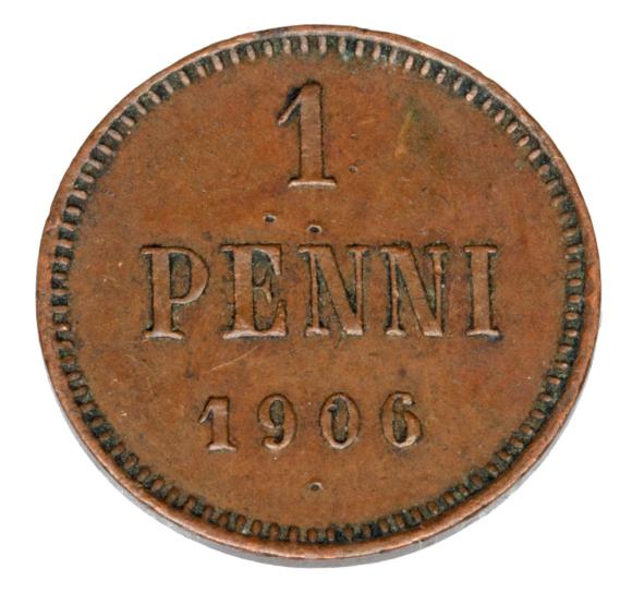 1 penni 1906 Mikołaj II Romanow Finlandia okupacja rosyjska Helsinki