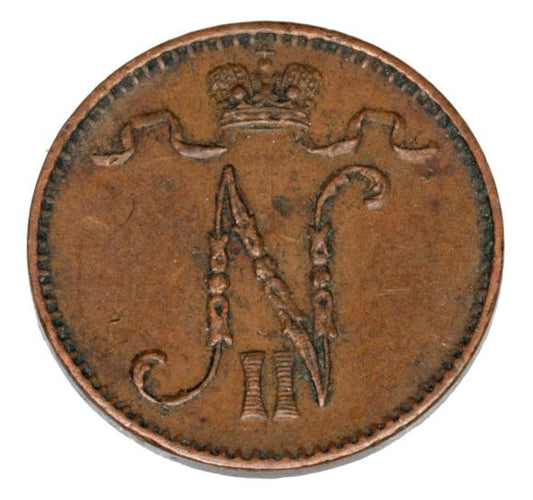 1 penni 1906 Mikołaj II Romanow Finlandia okupacja rosyjska Helsinki