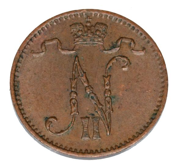 1 penni 1909 Mikołaj II Romanow Finlandia okupacja rosyjska Helsinki