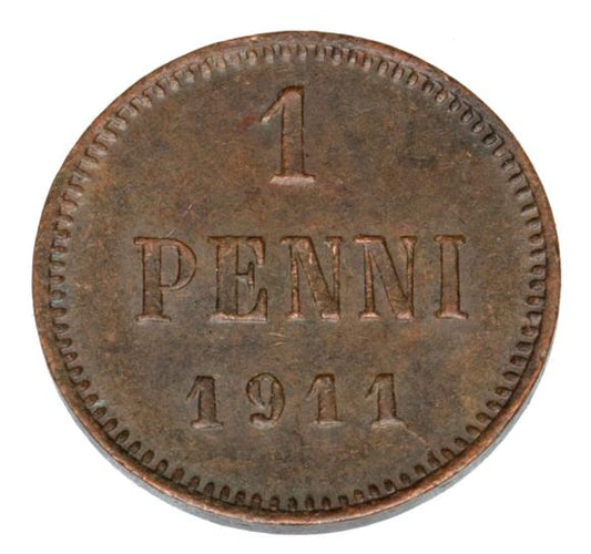 1 penni 1911 Mikołaj II Romanow Finlandia okupacja rosyjska Helsinki