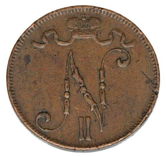 5 pennia 1907 Mikołaj II Romanow Finlandia okupacja rosyjska Helsinki