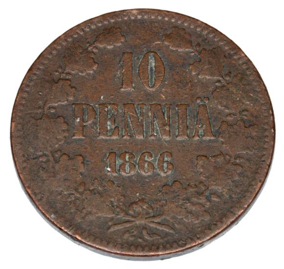 10 pennia 1866 Aleksander II Romanow Finlandia okupacja rosyjska Helsinki