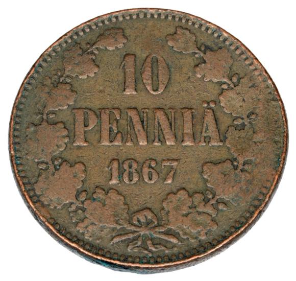 10 pennia 1867 Aleksander II Romanow Finlandia okupacja rosyjska Helsinki