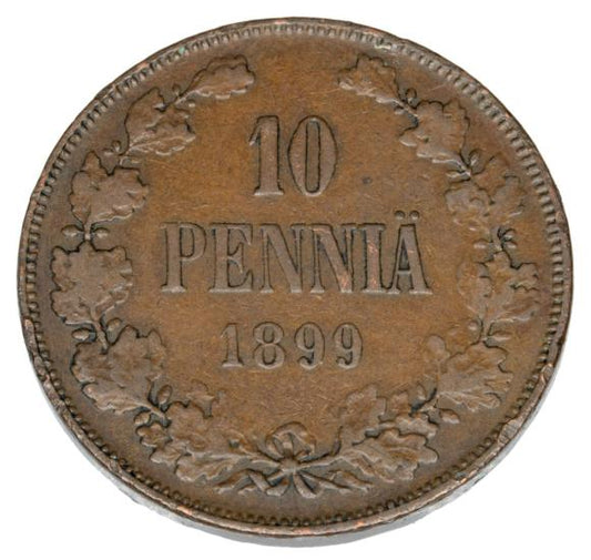 10 pennia 1899 Mikołaj II Romanow Finlandia okupacja rosyjska Helsinki