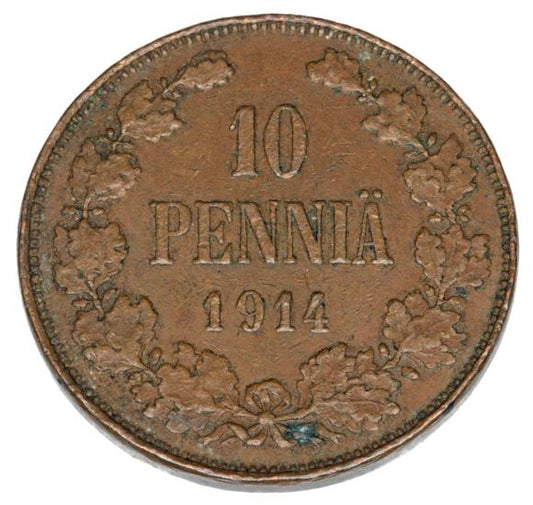 10 pennia 1914 Mikołaj II Romanow Finlandia okupacja rosyjska Helsinki