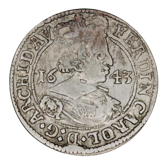 3 krajcary 1643 Ferdynand Karol Austria Tyrol Hall