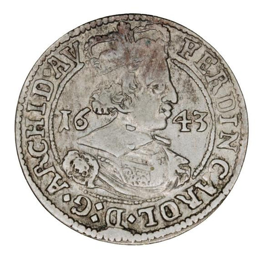3 krajcary 1643 Ferdynand Karol Austria Tyrol Hall