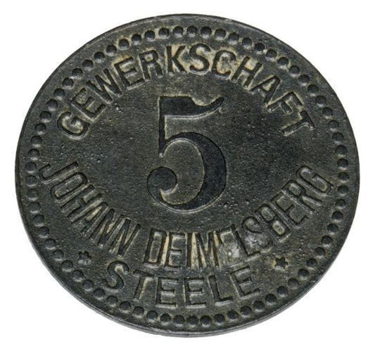 5 fenigów Steele Essen obóz jeniecki kopalnia węgla Johann Deimelsberg Steele Essen